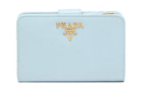 PRADA Leather Wallet Small Size Women's Light Blue