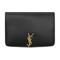SAINT LAURENT Cow Leather Passport Holder Regular Women's Black