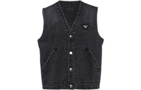 PRADA Triangle-logo Denim Vest