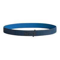 HERMES Leather Stainless Steel Calfskin Leather Belts Men's Blue Width: 3.2CM