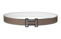 HERMES H Blue Buckle Epsom Calfskin Double-Sided Leather Belt Men's Light Brown Width: 3.2cm