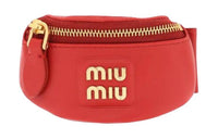 MIU MIU Leather Wrist Bag Women's Red