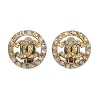 CHANEL 1990 2000s Cc Rhinestone embellished Clip on Earrings