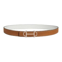 HERMES Calfskin Leather Belts Women's Brown Width 2.4CM