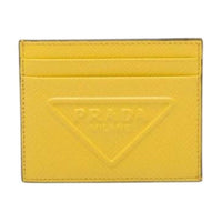 PRADA Leather Card Holder Women's Yellow