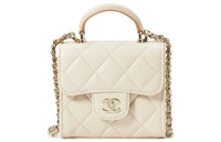 CHANEL Sheepskin Shoulder Bag Crossbody Bag Women's Beige & Brown