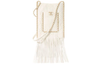 CHANEL Cow Leather Shoulder Bag Small Size Women's White