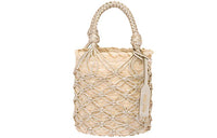 MIU MIU Fabric With Leather Bucket Handbag Women's Brown Beige Yellow Iron Pyrite