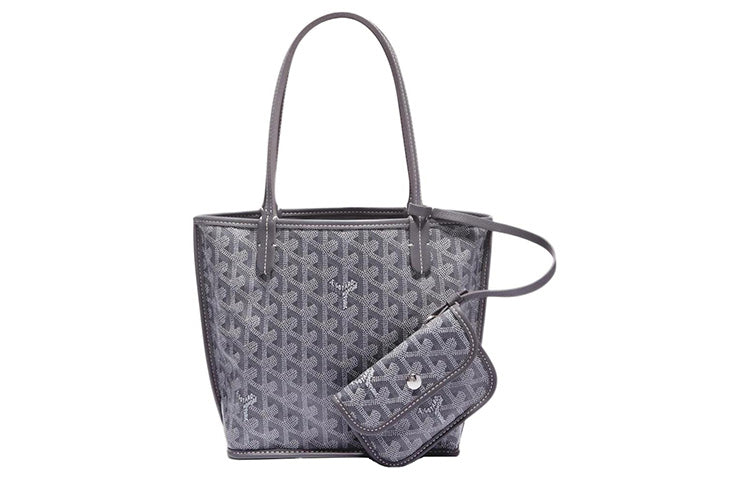 GOYARD Anjou Canvas With Calfskin Combo Bag Tote Shopping Bag One Shoulder Handbag Mini Women's Gray/Gray Small Heart