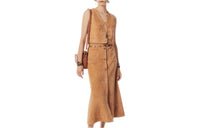 CHANEL 24 New Spring And Summer Arrivals Leather Long Skirts Women's Brown