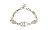 CHANEL Pink Crystal Metal Bracelets Women's