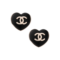 CHANEL Metal Stud Earrings Women's Black