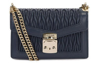 MIU MIU Confidential Lambskin Handbag, Shoulder Bag Women's Dark Blue