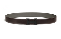HERMES Calfskin Leather Belts Unisex Brown/Gray Width 3.2CM