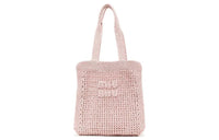 MIU MIU Fabric Tote Bag Shopping Bag Handbag Women's Light Pink