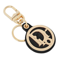 DIOR Brass Cow Leather Keychains Unisex Black