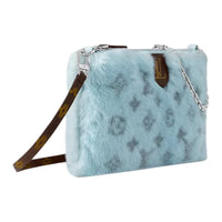 LOUIS VUITTON Leather Trim Shoulder Bag Crossbody Bag Women's Blue