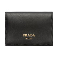 PRADA Leather Wallet Small Size Women's Black