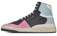 SAINT LAURENT Skateboard Shoes Men High-Top Black/Blue/Pink