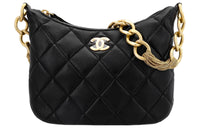 CHANEL Sheepskin Shoulder Bag Women's Black