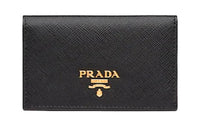 PRADA Saffiano Leather Card Holder Wallet Unisex Black