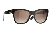 CHANEL Plastic Acetate Cat Eye Sunglasses Women's Black