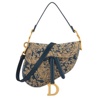 DIOR Saddle Calfskin Saddle Bag Portable Crossbody Bag Shoulder Bag Women's Navy