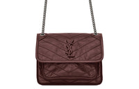 SAINT LAURENT Leather Hobo Bag Chain Crossbody Bag Shoulder Bag Women's Dark Red