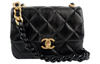 CHANEL Lambskin Shoulder Bag Crossbody Bag Mini Women's Black