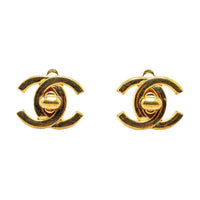 CHANEL 1997 Gold plated Turnlock Earrings