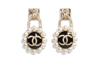 CHANEL Earrings Women's Gold/Black