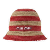 MIU MIU Viscose Raffia Hats & Caps Unisex Red