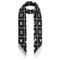 LOUIS VUITTON Silk Wool Silk Scarves Women's Black