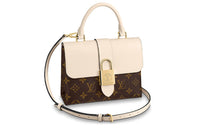 LOUIS VUITTON Locky Cowhide Patchwork Canvas Lockhead Bag Crossbody Bag Women's Milk White