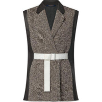 LOUIS VUITTON Leather Accent Sleeveless Blazer