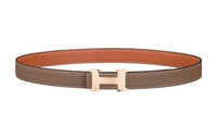 HERMES Epsom Calfskin Double-Sided Leather Belt Leather Belts Women's Gray Width: 2.4cm