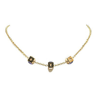 LOUIS VUITTON 2013 Gold Plated Crystal Gamble Necklace Costume Necklace