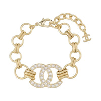 CHANEL Crystal Bracelets Women's Gold