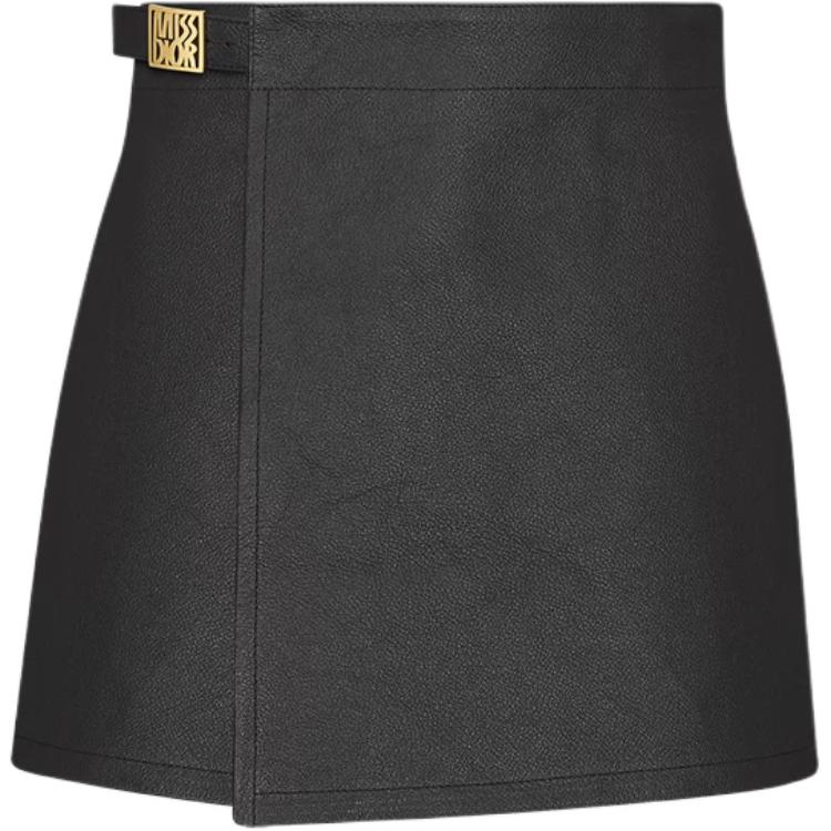 DIOR Leather Short Skirts Women's Black