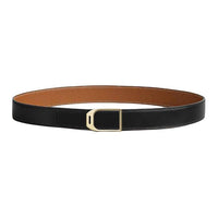 HERMES Calfskin Leather Belts Men's Black/Gold Width 3.2CM