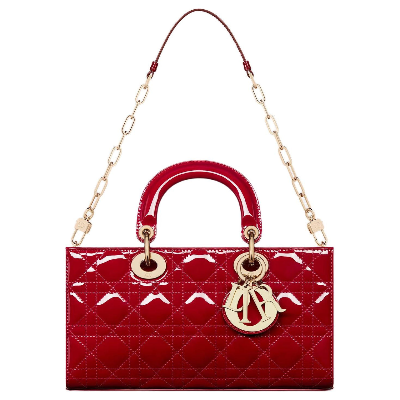 DIOR Lady D JOY Calfskin Lady Dior Bag, Shoulder Bag, Crossbody Bag, Handbag Medium Size Women's Cherry Red