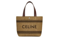 CELINE Cabas Fabric Cow Leather Patchwork Shoulder Bag Crossbody Bag Handbag Mini Men's Natural & Chestnut