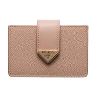 PRADA Leather Card Holder Women's Pink