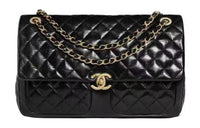 CHANEL Bright Lambskin Handbag, Shoulder Bag, Crossbody Bag Medium Size Women's Black
