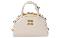 MIU MIU Patent Leather Shoulder Bag Crossbody Bag Handbag Women's Ivory