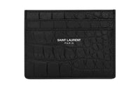 SAINT LAURENT Leather Card Holder Wallet Men's Black