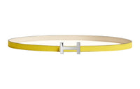 HERMES Double-Sided Focus Silver Buckle Epsom Calfskin Double-Sided Leather Belt Women's Yellow Width: 1.3cm