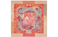 HERMES Silk Scarves Women's Pink Beige/Red/Bronze