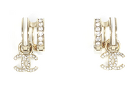 CHANEL Earrings Women's Gold/Pearl White