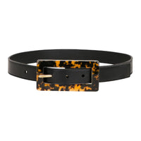 SAINT LAURENT Genuine Leather Belts Women's Black 3CM